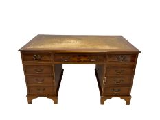 20th century yew pedestal desk