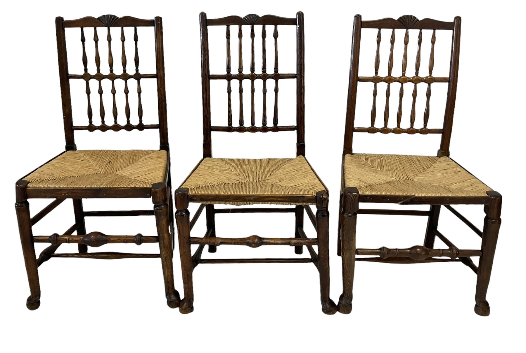 Set six spindle back chairs with rush seats - Image 2 of 5