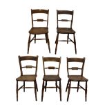 Set five 19th century farmhouse chairs