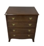 20th century mahogany chest of drawer fitted with four oak lined drawers