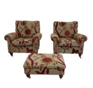 Duresta - pair of armchairs upholstered in embossed floral fabric