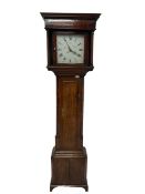 A late 18th century oak and mahogany longcase clock with an associated painted dial inscribed �John