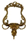 Gilt frame wall mirror with two candle sconces