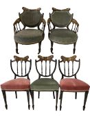 Pair of Edwardian rosewood salon chairs