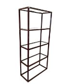 Pierre Vandel - burgundy and gilt metal shelving unit with five shelves