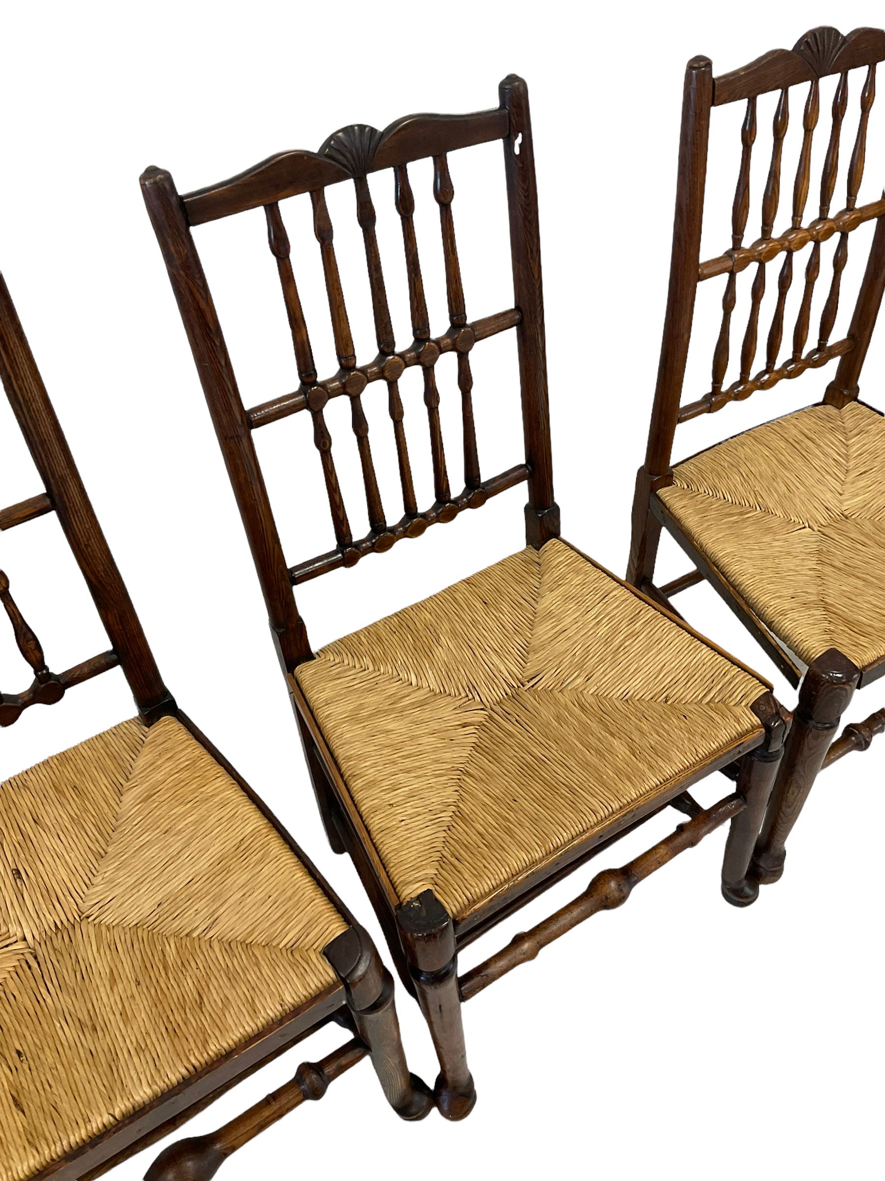 Set six spindle back chairs with rush seats - Image 5 of 5