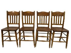 Set of four elm and beech kitchen chairs