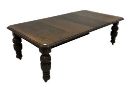 Victorian oak extendable dining table