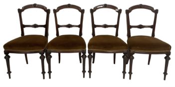 Set four Victorian walnut dining chairs