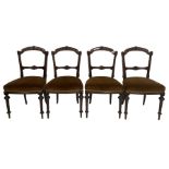 Set four Victorian walnut dining chairs