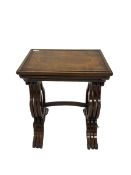 Nest of three yew wood tables