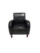 Armchair upholstered in brown faux leather