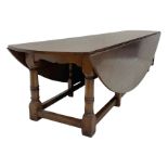 Large 17th century style oak dining wake table