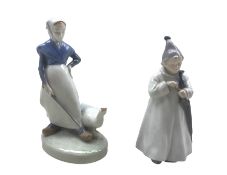 Two Royal Copenhagen figures: Goose Girl no. 528 and The Sandman no. 1145 (2)