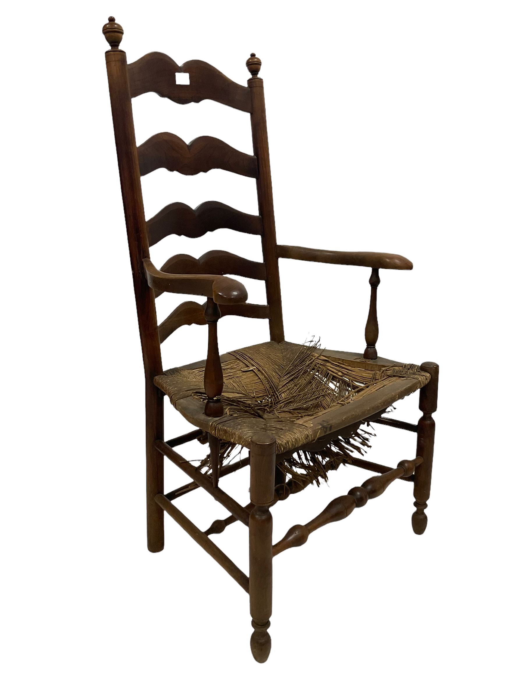 19th century fruitwood ladder back arm chair - Image 2 of 3