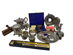 Group of metalware to include an Art Deco design coffee pot