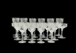 Suite of swag etched glassware together with quantity of silver plate in two boxes