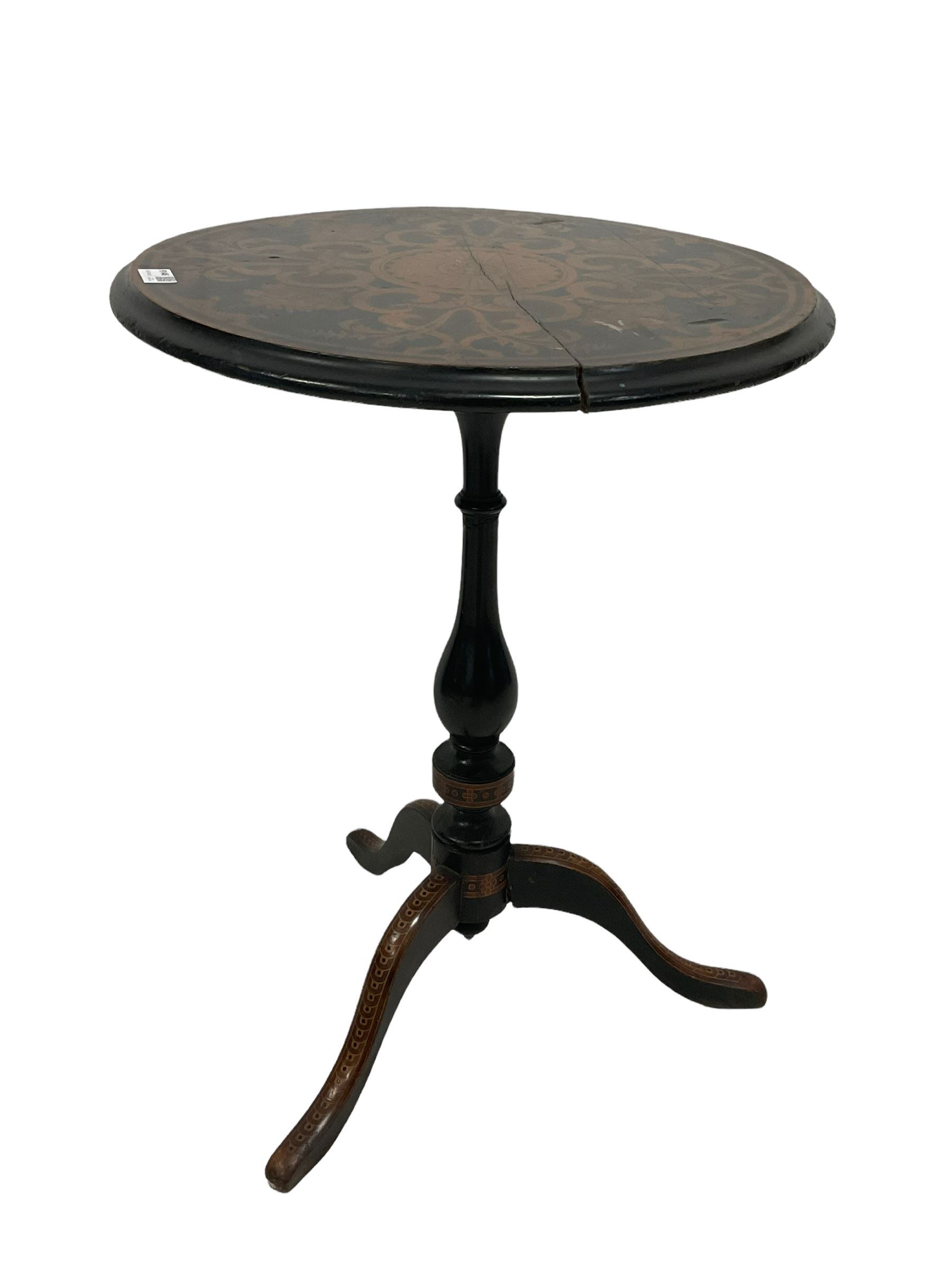 19th century ebonised tilt top table