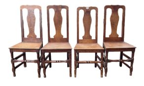 Four oak hall chairs