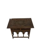 Moroccan style hardwood occasional table with brass inlay