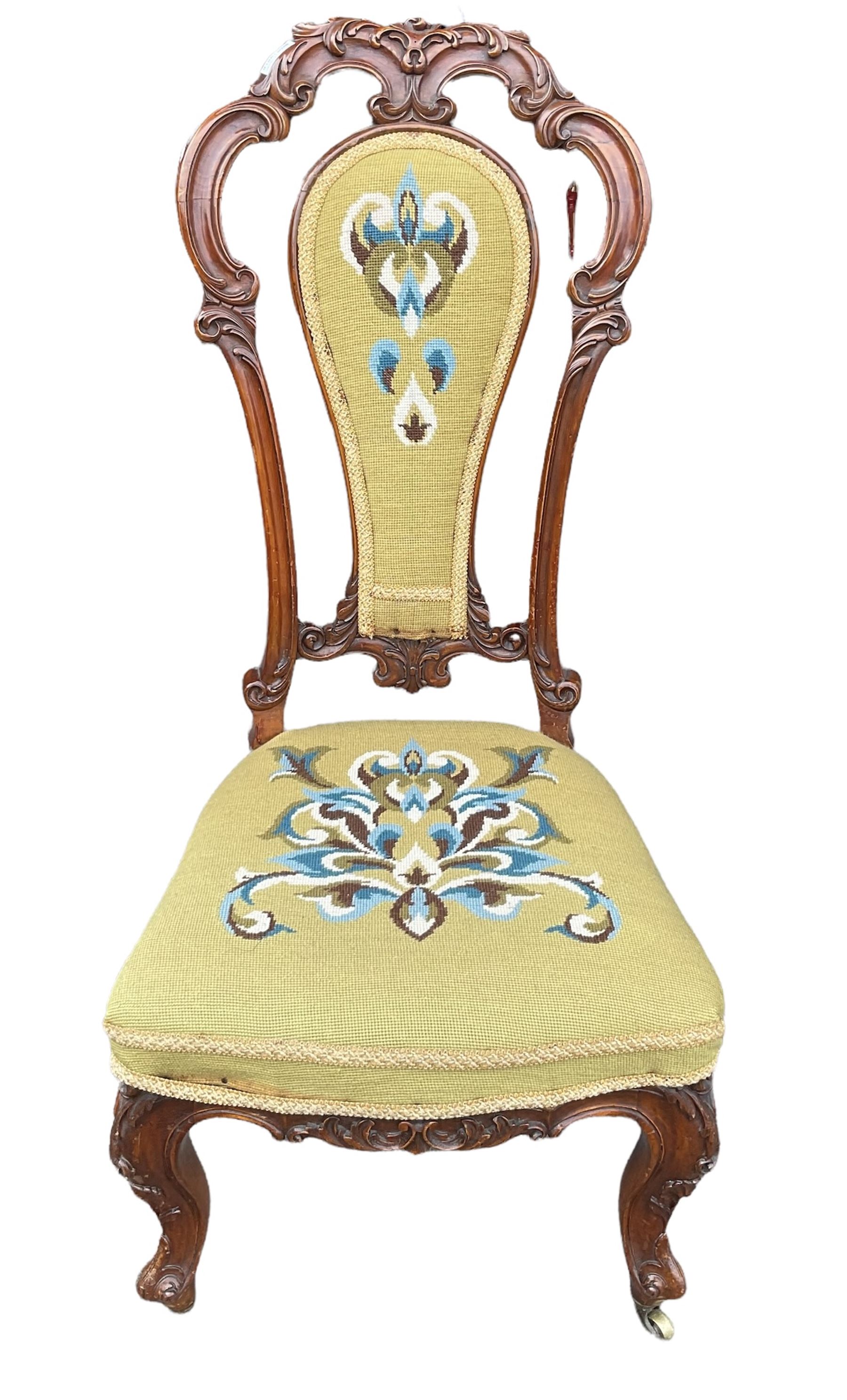 Victorian walnut framed hall chair
