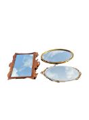 Bevan Funnell walnut framed mirror and two ornate oval gilt framed mirrors (3)