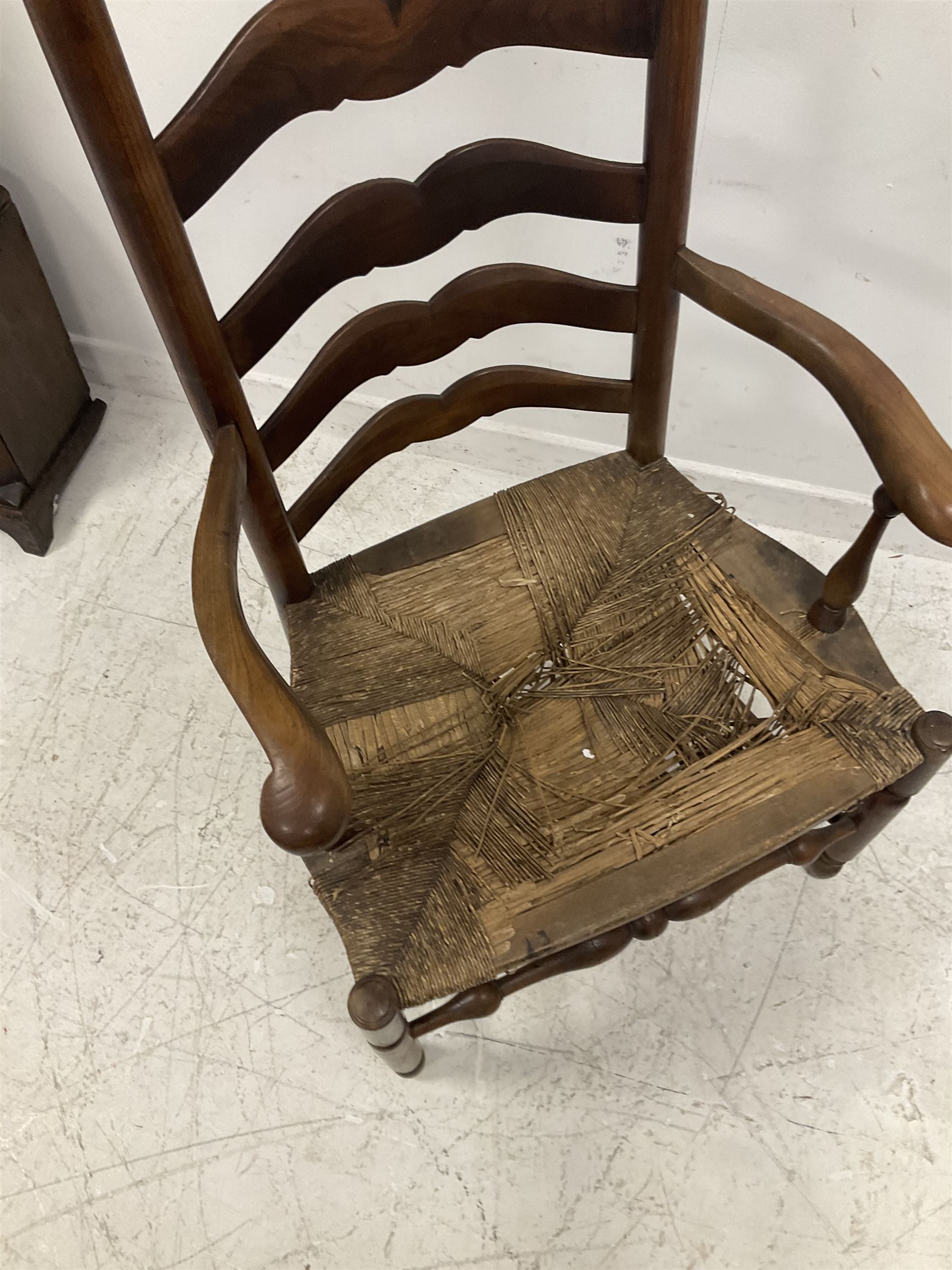 19th century fruitwood ladder back arm chair - Image 3 of 3