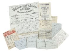 British Railway documents including 19th century credit notes for the work done on the Newcastle and