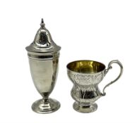 Victorian silver cup of waisted form engraved with flower heads and scrolls