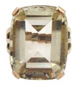 9ct rose gold single stone emerald cut citrine ring