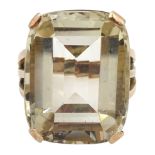 9ct rose gold single stone emerald cut citrine ring