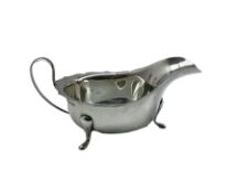 Silver sauce boat with crimped rim