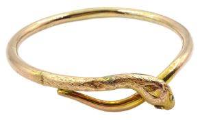 Early 20th century gold snake arm bangle