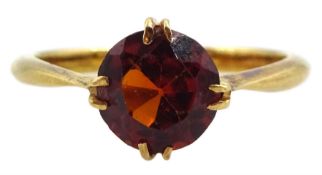 18ct gold single stone hessonite garnet ring