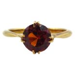 18ct gold single stone hessonite garnet ring