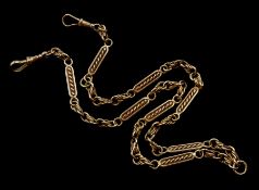 9ct gold fancy link watch/necklace chain with two clips