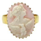 22ct gold prink cameo ring