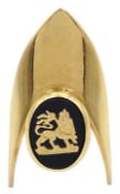 Early-mid 20th century gold shield design ring