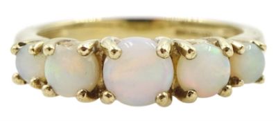 9ct gold five stone opal ring