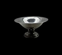 Danish sterling silver bowl of tapering design on a leaf pattern pierced stem and circular foot H9cm