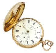 Early 20th century 9ct gold full hunter English lever fusee pocket watch by John Forrest 'Chronomet