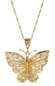 9ct gold filigree butterfly pendant