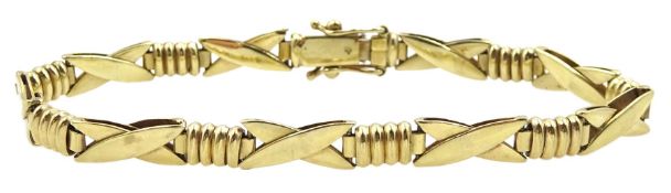 9ct gold cross and bar link bracelet