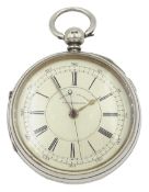 Victorian silver centre seconds key wound chronograph pocket watch by J.Harris & Sons London and Man