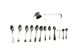 Five silver fiddle pattern teaspoons Sheffield 1897