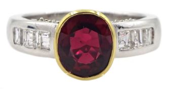 18ct white gold oval ruby ring