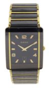 Rado Diastar black ceramic and gold-plated quartz wristwatch