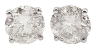 Pair of 18ct white gold round brilliant cut diamond stud earrings