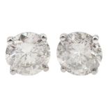 Pair of 18ct white gold round brilliant cut diamond stud earrings