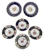 Set of four 19th century floral painted bowls impressed T.H